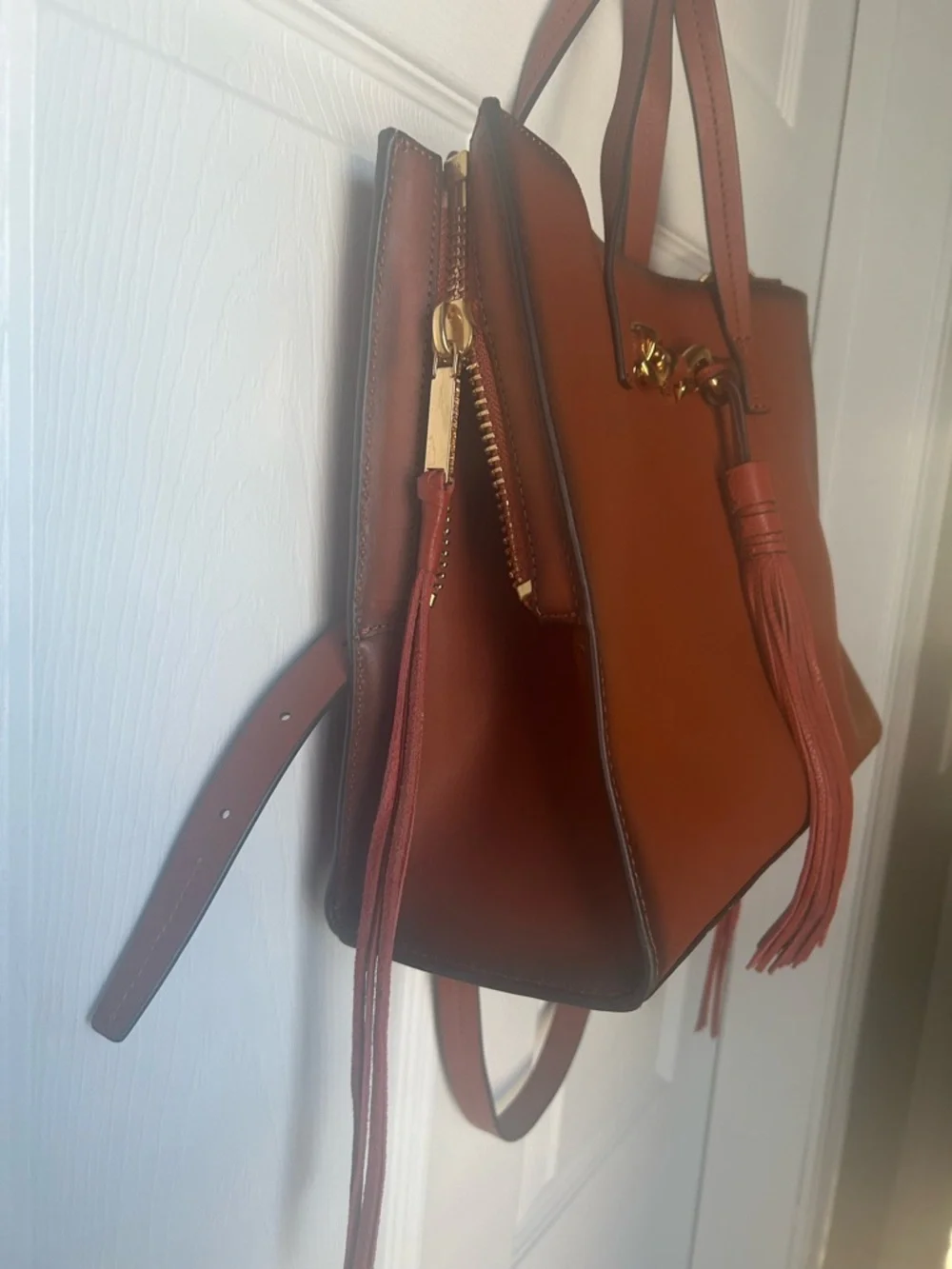 Rebecca Minkoff Florence Cognac Leather Tote with Tassel - Picture 5 of 12